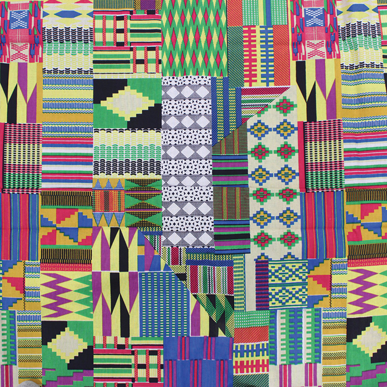 African Kente Fabric; Multi-color