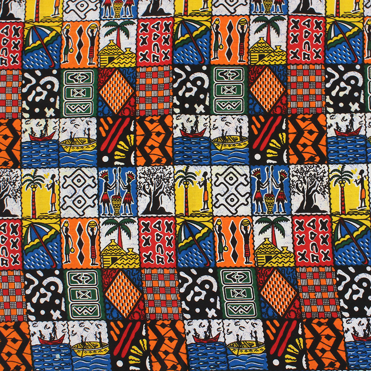 African Print Symbol Fabric - African Print - African Fabrics