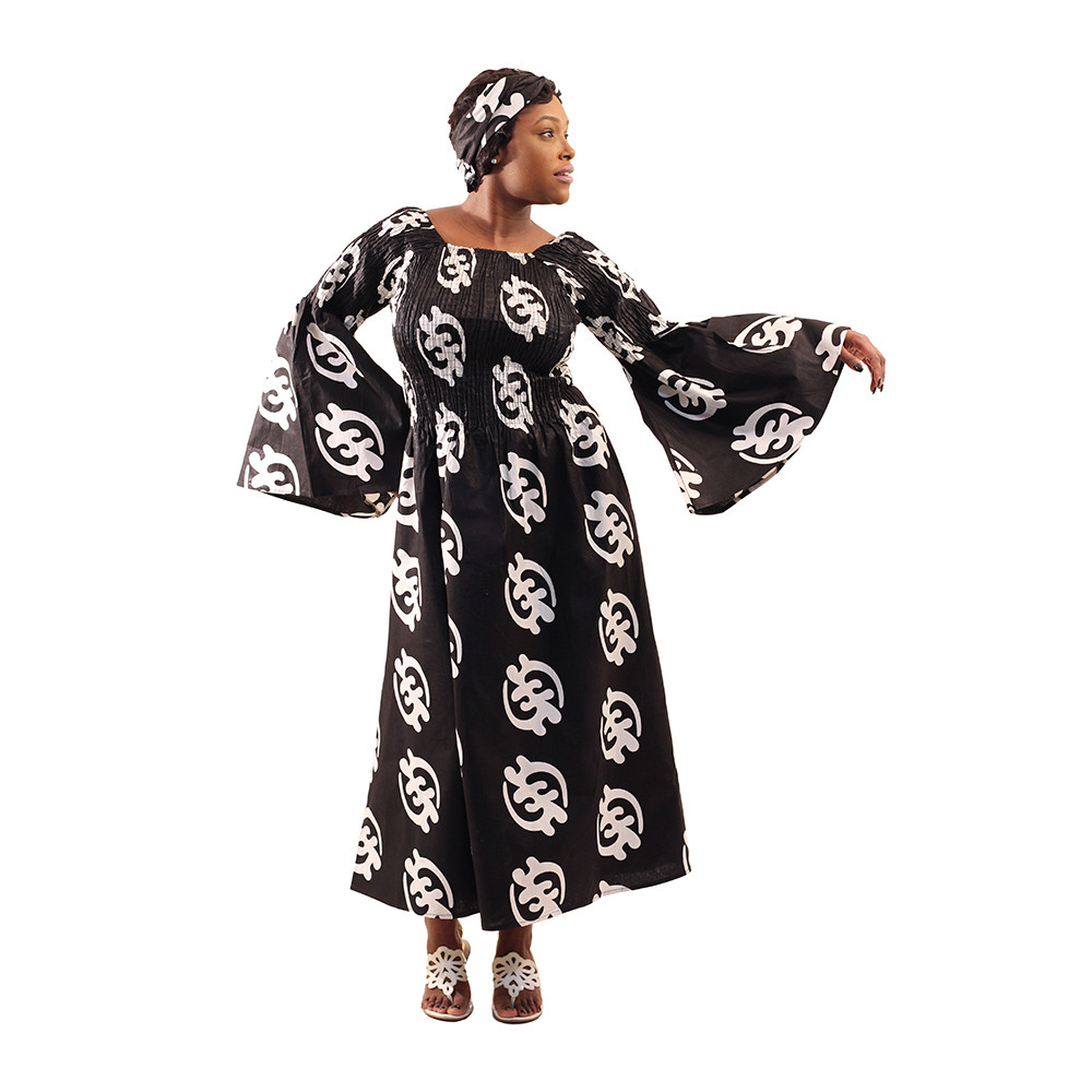 black and white african print dress African Bubu Kaftan Dresses | Luxury African Clothing