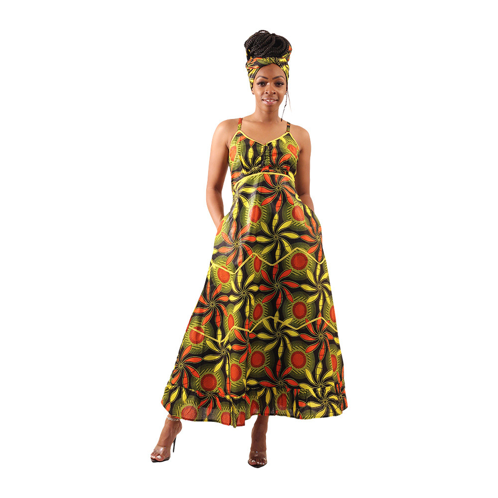 Spaghetti-Strap African Print Dress - Women's Dresses-African Fashion |  Africa Imports