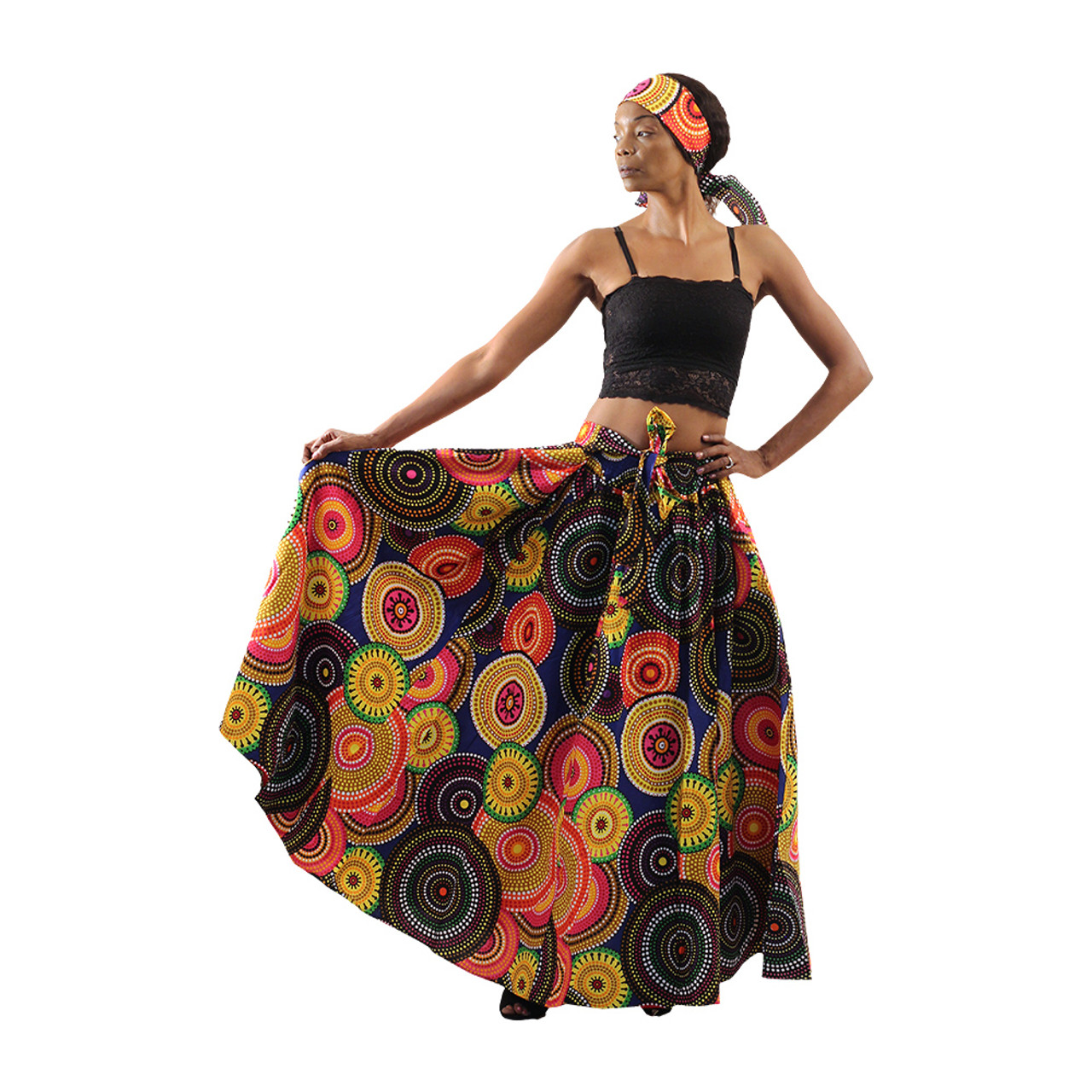 Multi-Color Circle Maxi Skirt: Plus Size - Women's Skirts