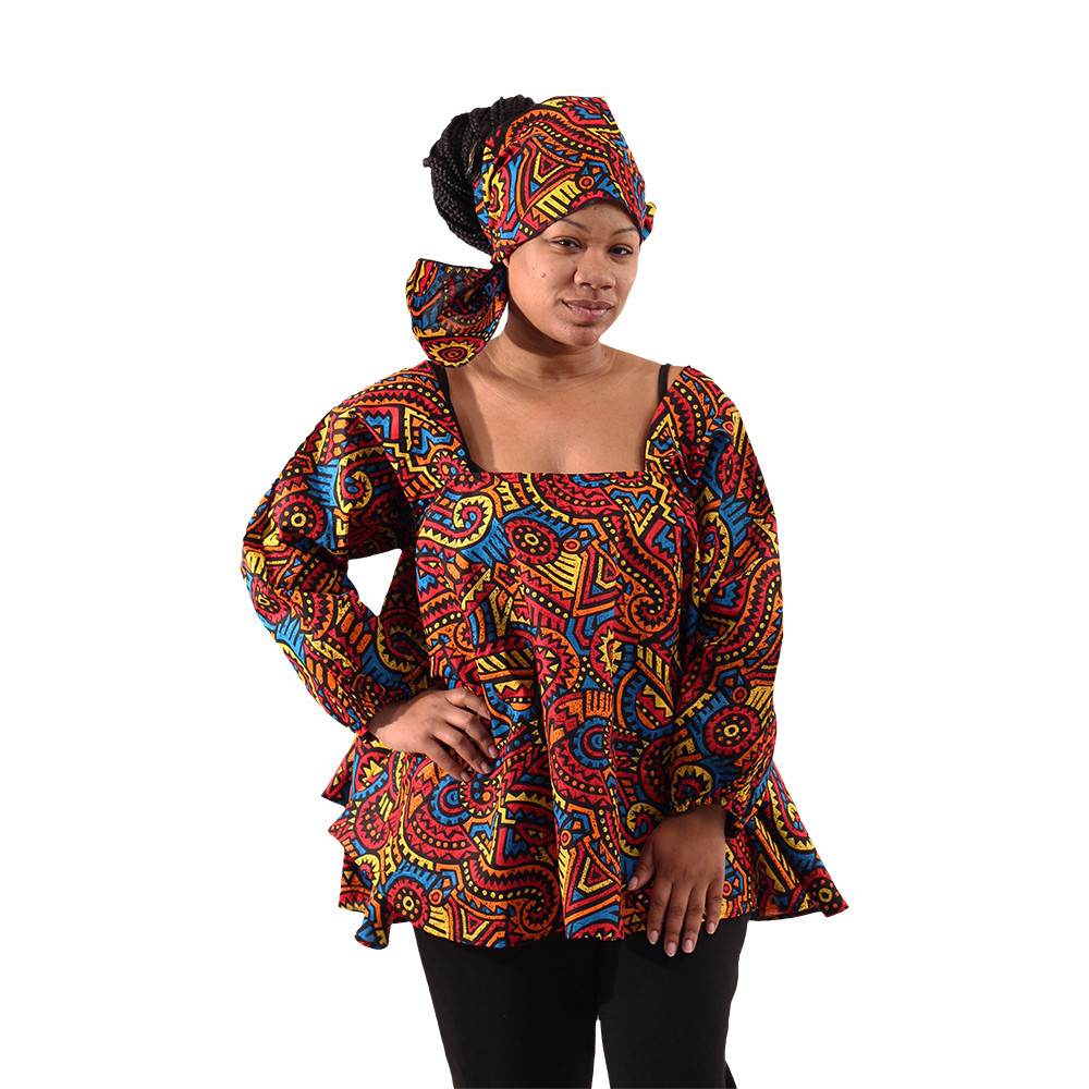 African Culture Print Umbrella Top - Women's Dresses-African