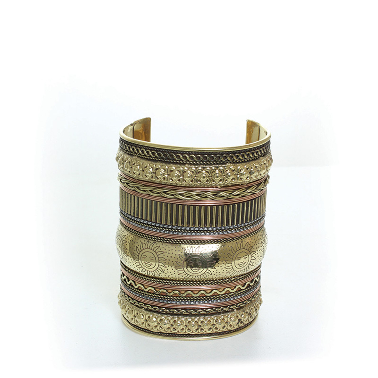 2-Tone Long Sun Cuff - Bracelets