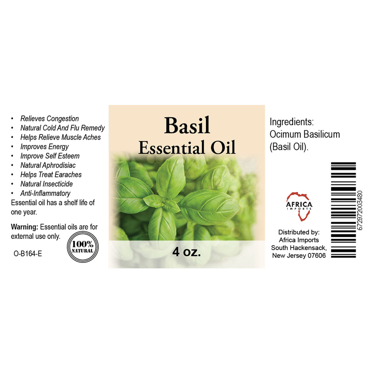 Basil Essential Oil 4 oz. Essential Oils African Beauty