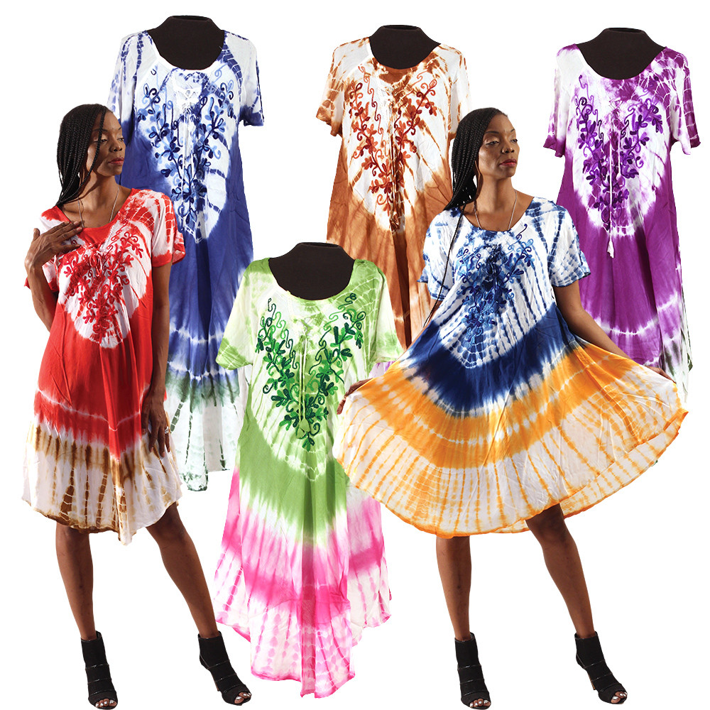 tie dye sheer dress Set Of 6 ASSORTED Tie Dye Sheer Dresses