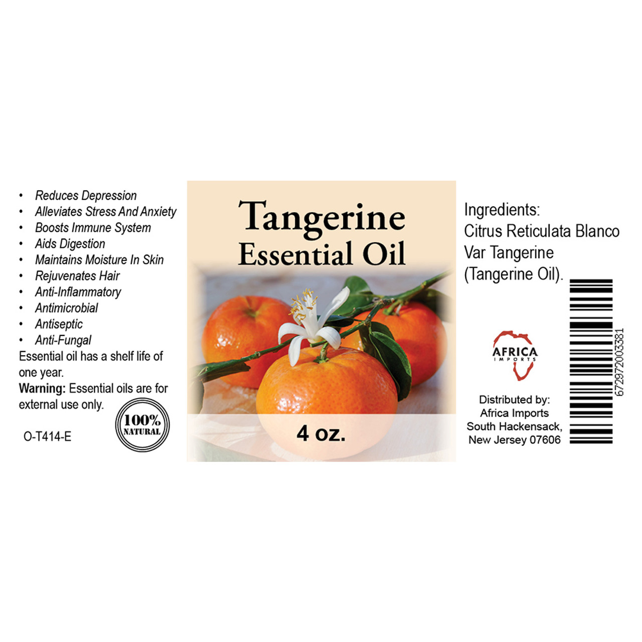 Tangerine Essential - 4 oz. - Essential Oils - African Beauty