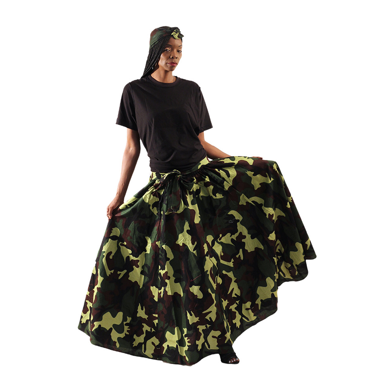 Camo Print Maxi Skirt