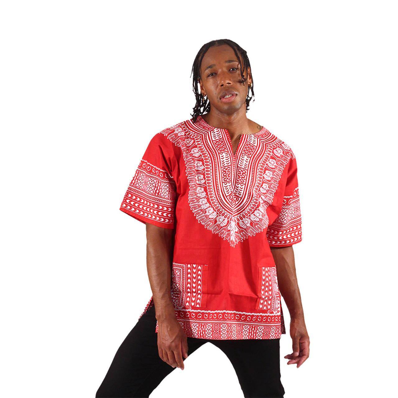 White and Red Plus Size African Dashiki Shirt – DashikiKiss