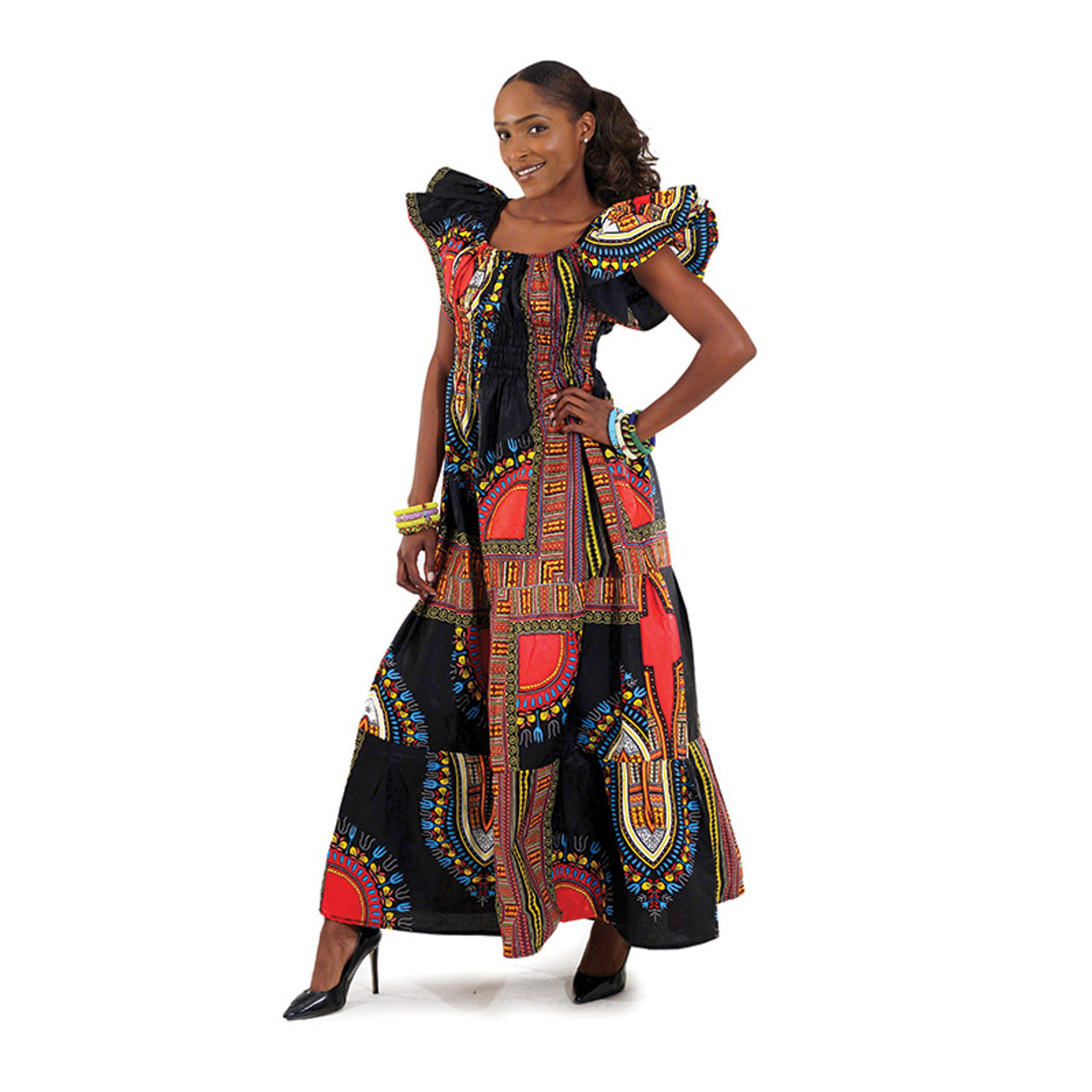 Traditional Print Princess Dress - Africa Imports
