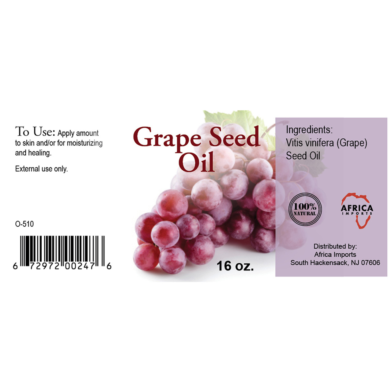 Grape Seed Oil - 1 Lb. - Healing Oils - African Health & Beauty