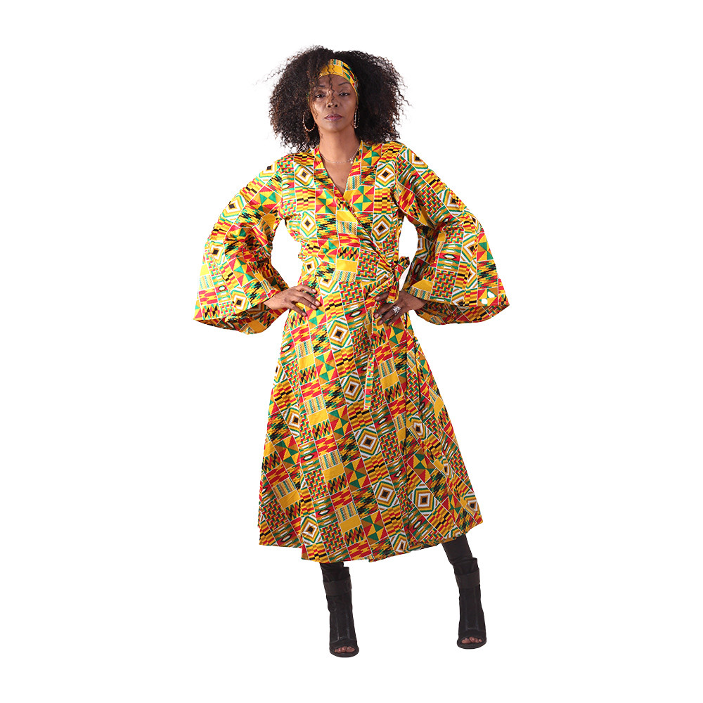 green emerald velvet dress JEWELZ ONSUNDAY Ombre Goddess Green and Yellow Wrap Dress
