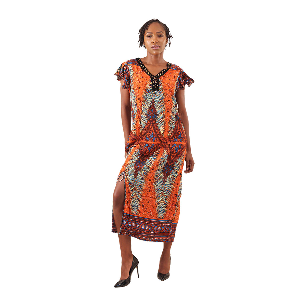 Peacock Print Dress - Women's Dresses-African Fashion