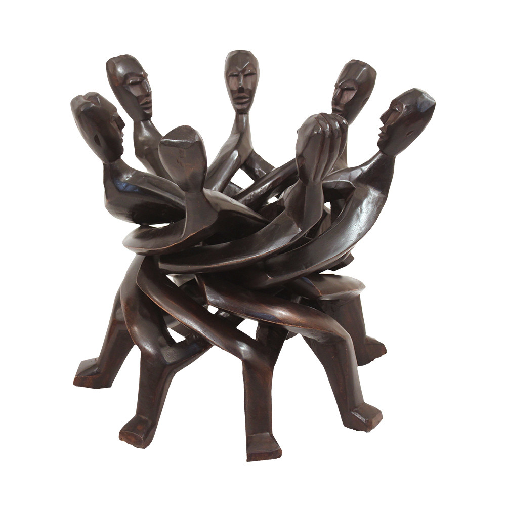 Seven Headed Unity Carving - Handmade African Masks & Woodcarvings