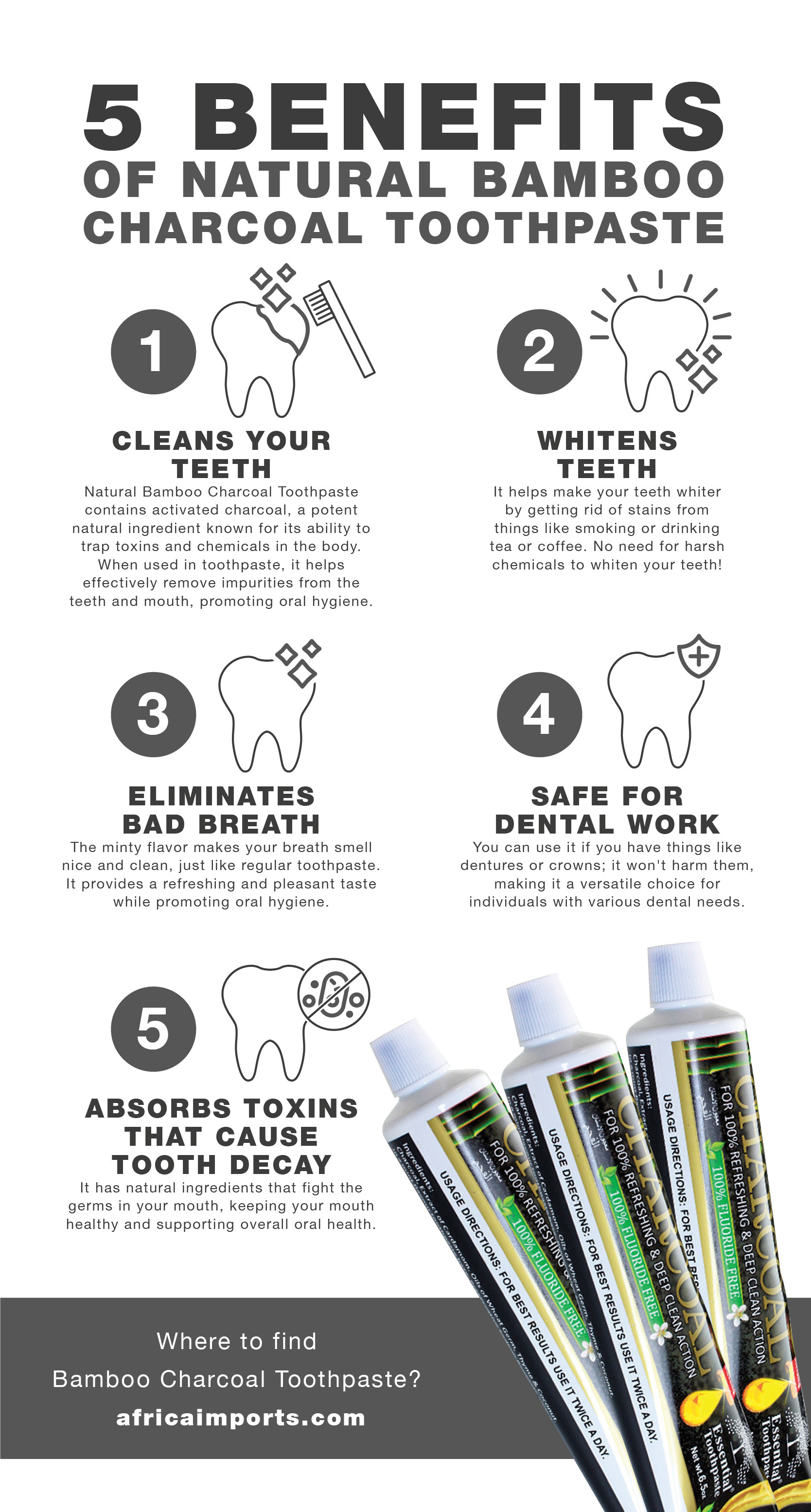 Natural Bamboo Charcoal Toothpaste - Dental Care