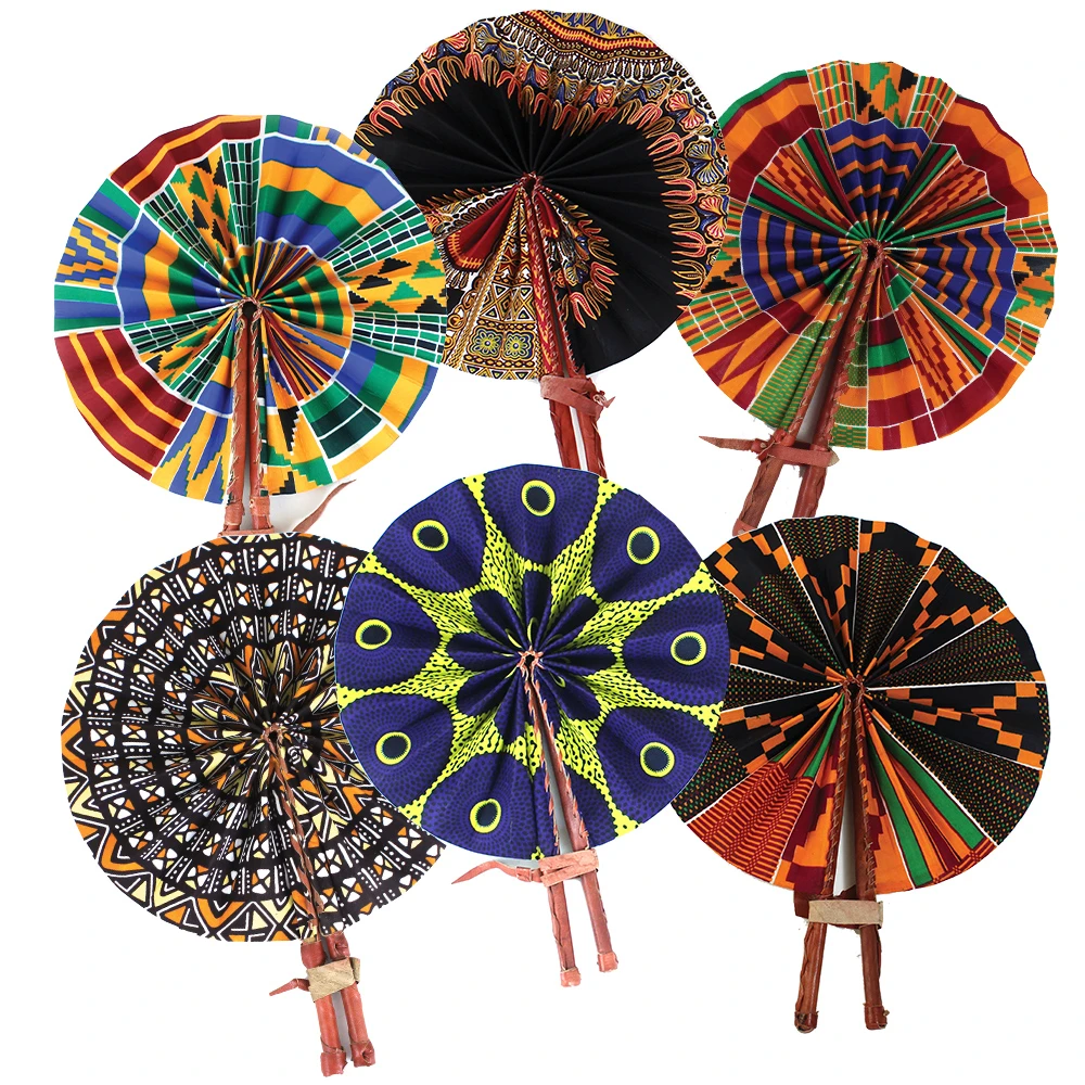 Set Of 12 African Folding Fans - Hand-woven fans | Africa Imports