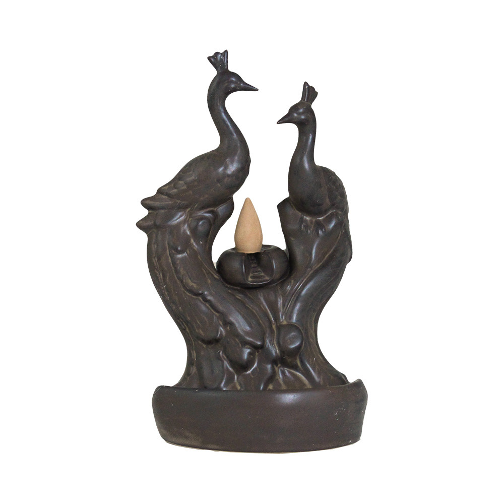 Antique Peacock Backflow Cone Incense Burner Africa Imports