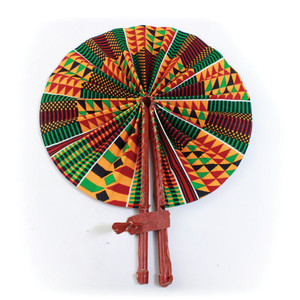 Kenyan Kente Leather Folding Fan