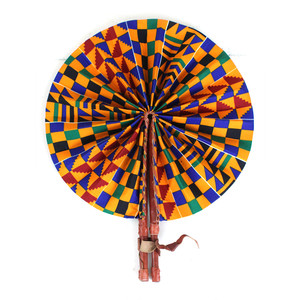 Orange Kente Folding Fan