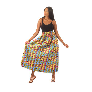 African Print Tri Pattern Long Skirt