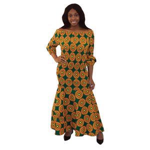 Yellow/Green Circle Print Elastic Dress