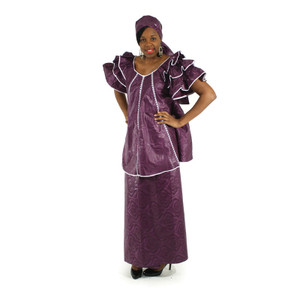 Plum Brocade Pleated Skirt Set