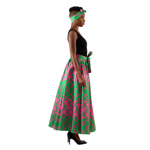 Buy Green & Pink African Print Maxi Skirt