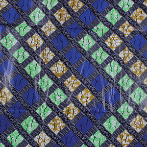 Blue/Brown/Lime African Print Fabric