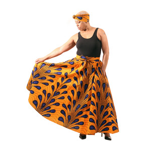 Orange Peacock Print Palla Skirt