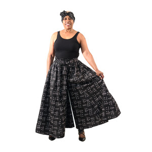 Black Mud Print Palazzo Pants