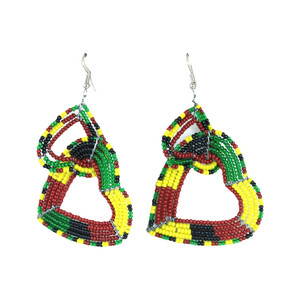 Set Of 6 Maasai Beaded Heart Earrings