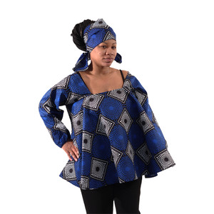 Blue/Black Circle Print Umbrella Top