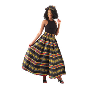 Kente #4 Black Long Skirt