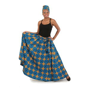 Buy Circle Print Long Skirt - Orange/Turquoi