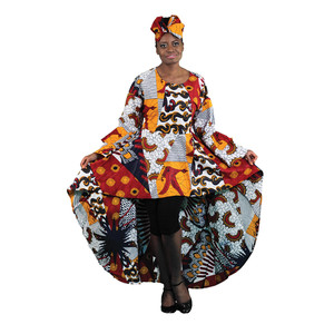 African Print Hi-Lo Ruffle Dress