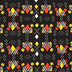 Black w/Red & Yellow Shells Fabric: 6 Yd