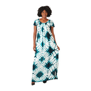 Tie Dye Ruffled Long Dress - Women's Dresses-African Fashion