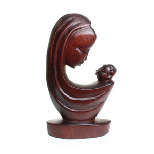 Mary & Baby Jesus Wood Carving 7"