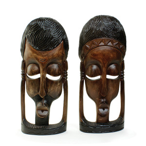 Set Of Kenyan Man & Woman Masks 14"