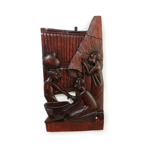 African Village Wood Plaque: Style-A