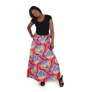 African Print Wrap Skirt - Pink Luxury