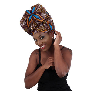 African-Made Headwrap: Brown/Blue
