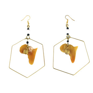 Buy Africa Map Hexagon Earrings: Light Bone