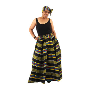 Buy Kente Print #4 Long Skirt: Yellow