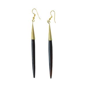 Bone Spike & Brass Earring: Brown