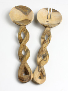 Buy Twisted Bone Handle Wood Salad Set