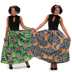 African Print Flocked Skirt
