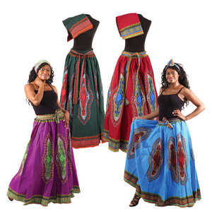 Set Of 4 Long Traditional Print Skirts