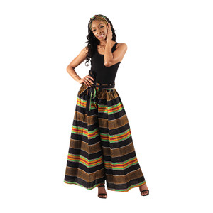 Kente #4 Palazzo Pants: Black