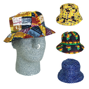 Set Of 4 African Print Bucket Hats