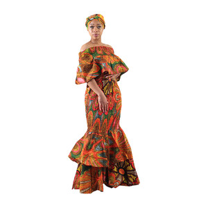 Buy African Print Ruffled Mermaid Dress